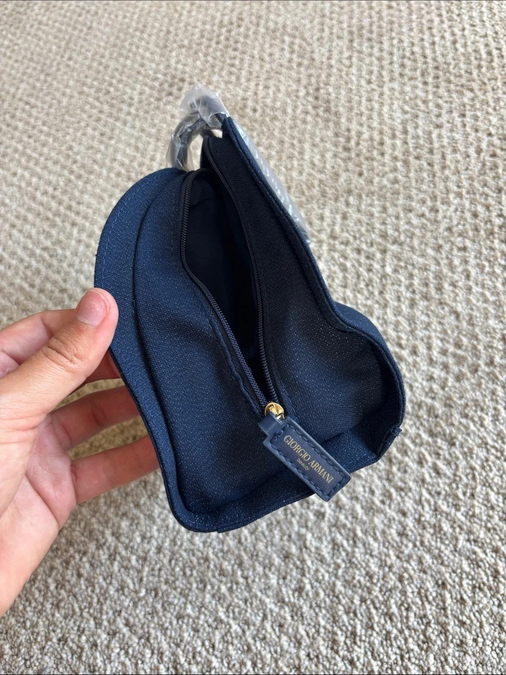 Giorgio Armani Navy Curved Logo Pouch